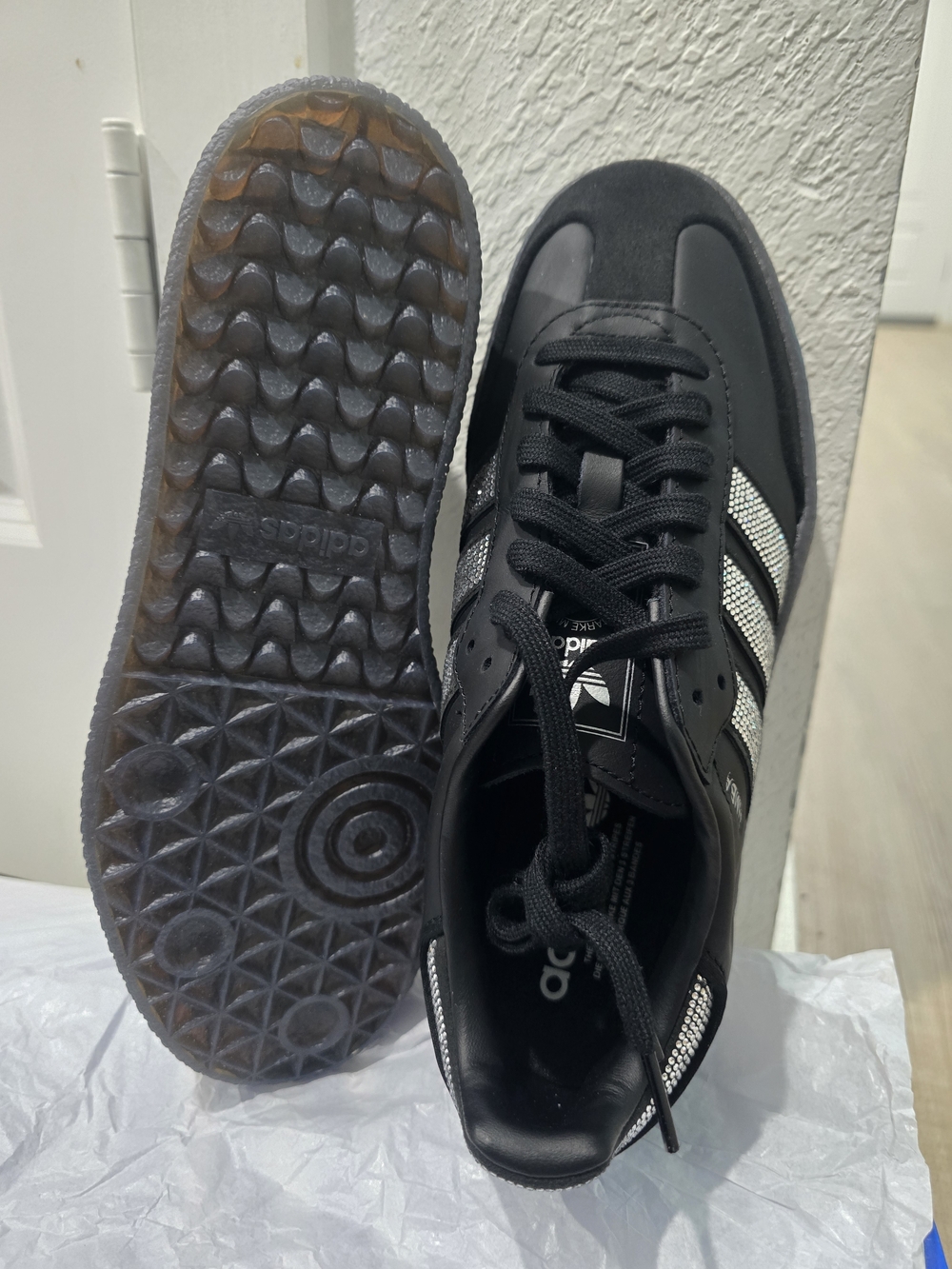 Women's Adidas Samba Platform Sneakers - Black with Silver Rhinestones..... - Picture 3 of 5